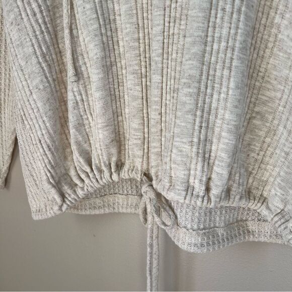 Sunday Linen Blend Long Sleeve Tie Bottom Stretch Lightweight  Hoodie Size L - Picture 5 of 11